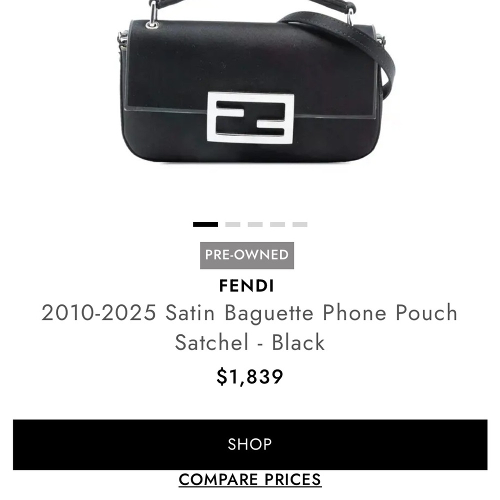 Fendi Mini Satin & Leather black purse silver hardware - Picture 2 of 9